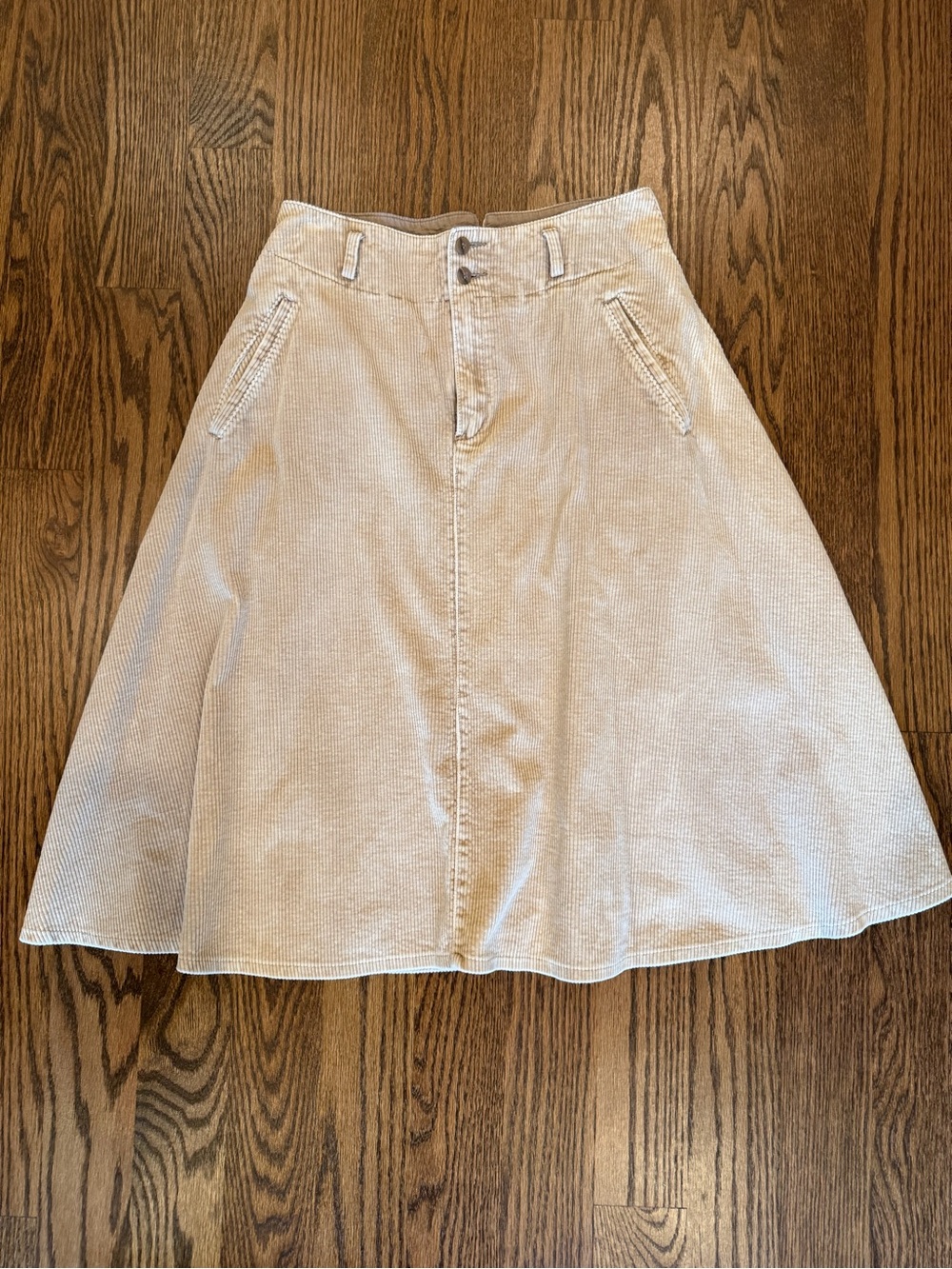 Vintage Lizsport Corduroy A-Line Skirt with Front Button Detail